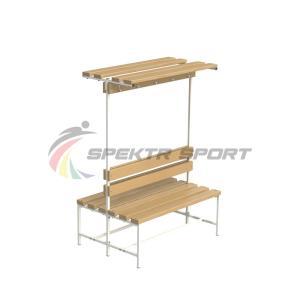 Купить Скамейка с вешалкой и полкой для раздевалок двухсторонняя (разборная) 1200 мм в Москве 