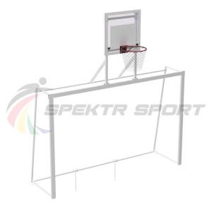 Купить Ворота мини-футбольные с баскетбольным щитом из оргстекла и кольцом в Москве 