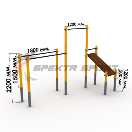 Купить Комплекс из скамьи наклонной, турника и брусьев Воркаут SP WRK-29_76mm в Москве 