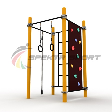 Купить Детский воркаут комплекс с канатом, кольцами, скалодромом и шведской стенкой в Москве 