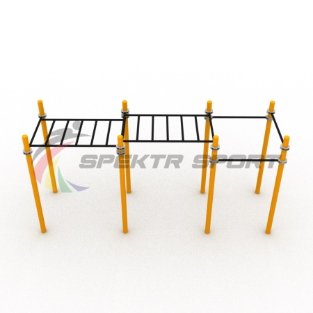 Купить Комплекс для Воркаут с рукоходом двухуровневым и 3 турниками SP WRK-31_76mm в Москве 