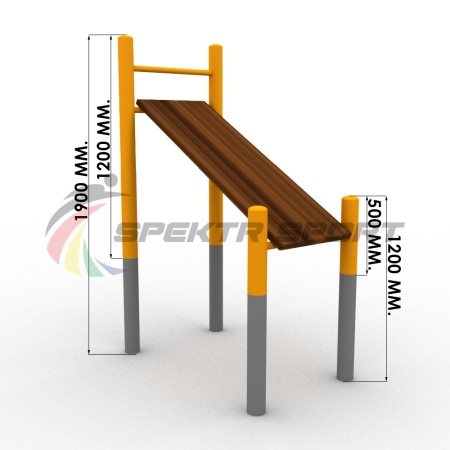 Купить Лавочка Воркаут для пресса с уклоном и перекладиной SP WRK-27E_76mm эконом в Москве 