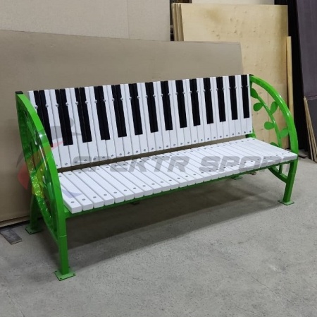 Купить Скамья уличная Клавиши с веточкой 2000*900*630 мм, каркас металл в Москве 