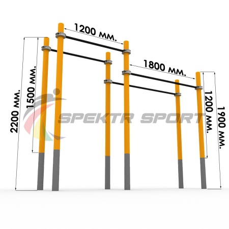 Купить Брусья двойные разновысотные Воркаут SP WRK-09_76mm в Москве 