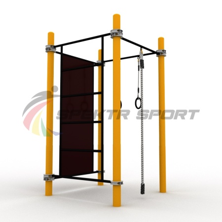 Купить Детский воркаут комплекс с канатом, кольцами, скалодромом и шведской стенкой в Москве 