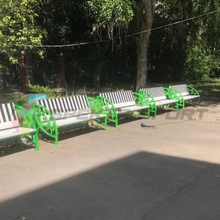 Купить Скамья уличная Клавиши с веточкой 2000*900*630 мм, каркас металл в Москве 