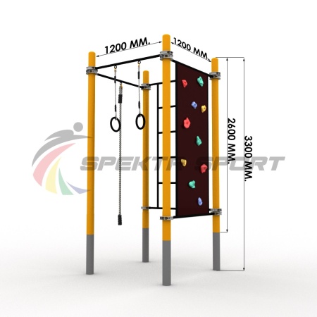 Купить Детский воркаут комплекс с канатом, кольцами, скалодромом и шведской стенкой в Москве 