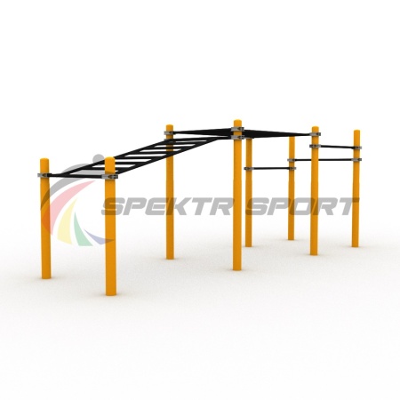 Купить Детский рукоход двухсекционный с подъёмом и 3 турника в Москве 