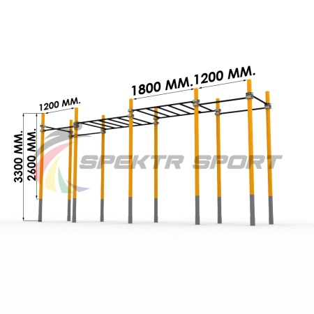 Купить Комплекс Воркаут с рукоходом двухуровневым и 6 турниками SP WRK-04_76mm в Москве 