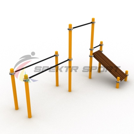 Купить Комплекс из скамьи наклонной, турника и брусьев Воркаут SP WRK-29_76mm в Москве 